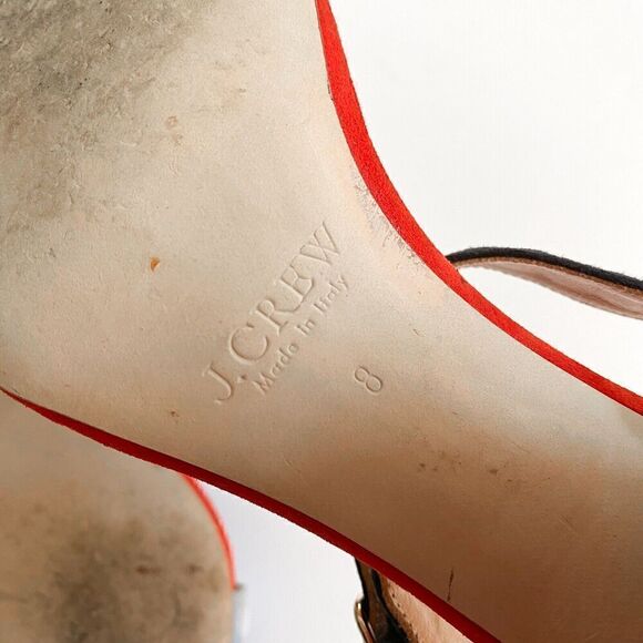 J. Crew Colorblock Sandals With Pom-poms Womens 8 Made In Italy Block Heel Suede - Picture 11 of 12